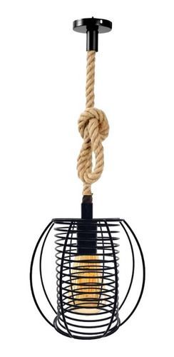 Lámpara Colgante Rustica Jaula Vintage Soga  /  Ampolleta-0
