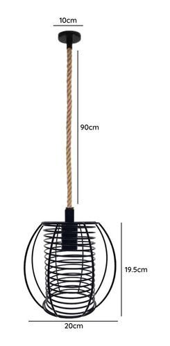 Lámpara Colgante Rustica Jaula Vintage Soga  /  Ampolleta-1