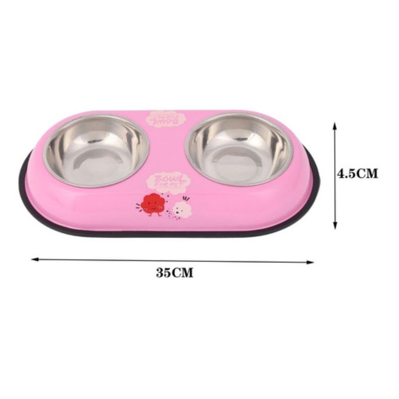 Dispensador Plato Doble Mascota Comedero Bebedero Perro Gato-2