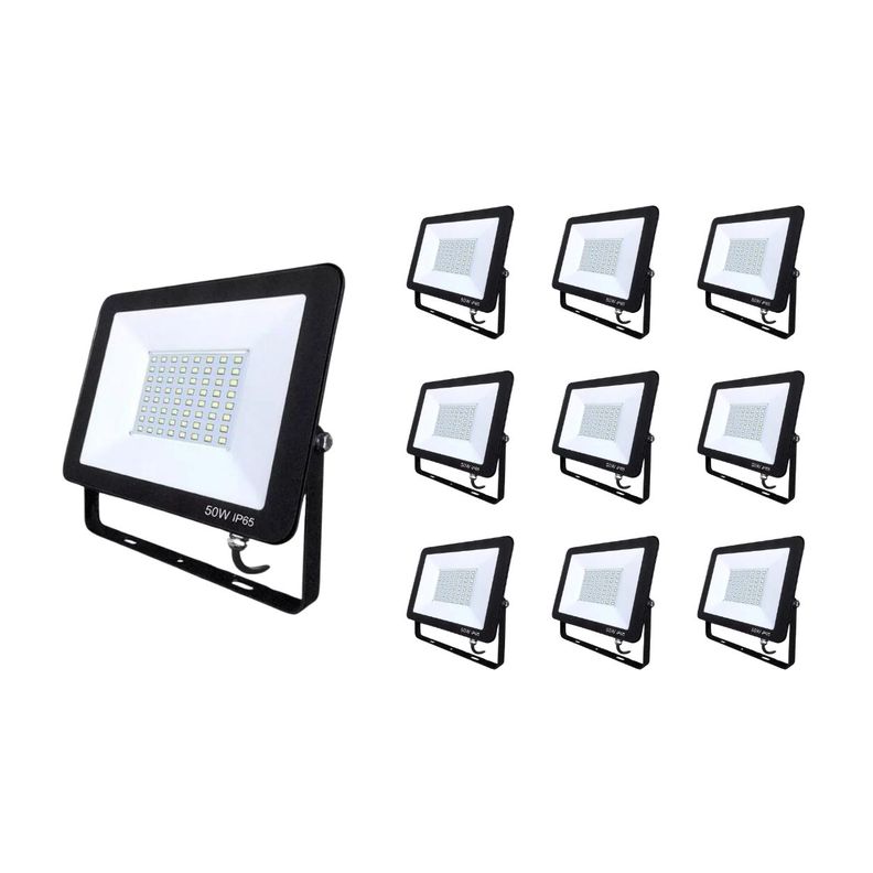 Pack X10 Foco Proyector Led 50w Exterior Seguridad Sec-0