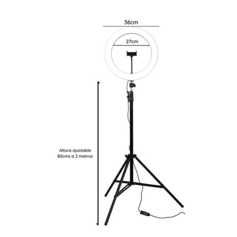 Aro Luz Led 36cm Dimeable  /  Tripode Ajustable 2 Mts Belleza-1