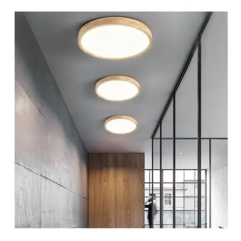 Panel Plafón Led Borde Madera Sobrepuesto  Moderno 40cm 76w-3