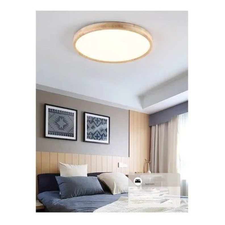 Panel Plafón Led Borde Madera Sobrepuesto  Moderno 40cm 76w-4