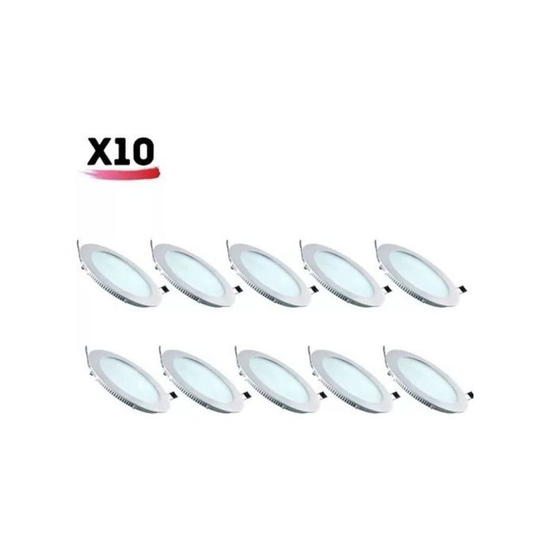 Pack 10 Panel Plafon Led Embutido Redondo 18w Bajo Consumo-2