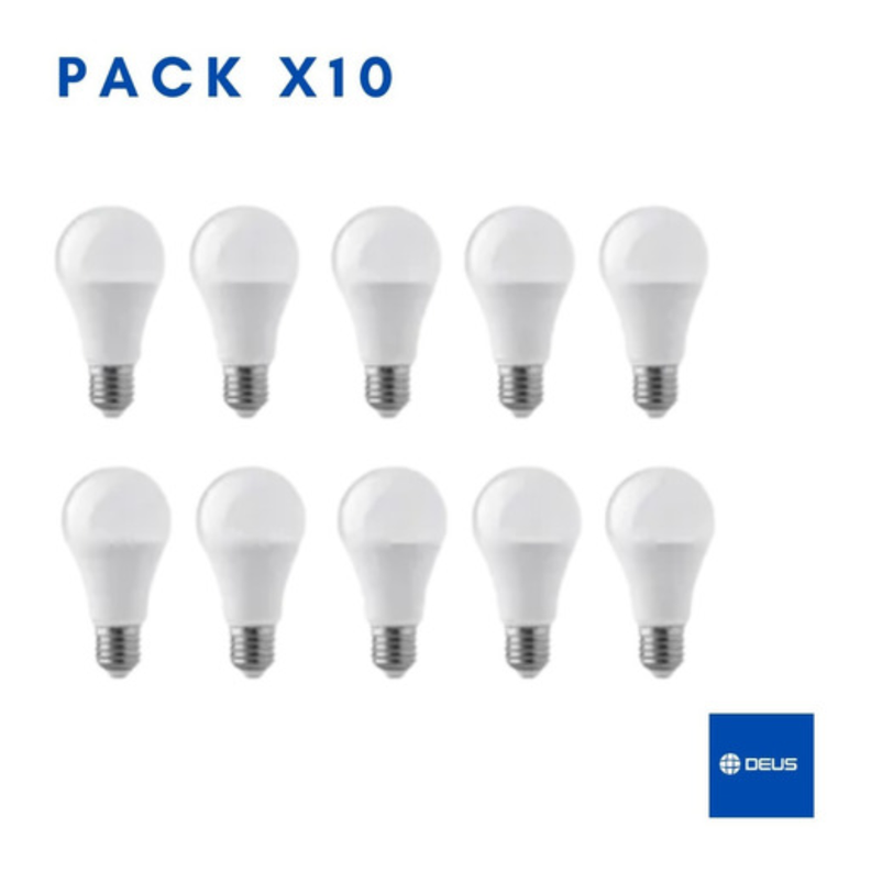 Pack X10 Ampolletas Led Base Rosca Normal E27 5w Sec-1