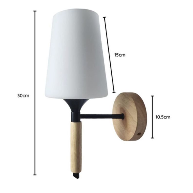Lampara Aplique Simple Porta Ampolleta E27 Madera Decorativo-1