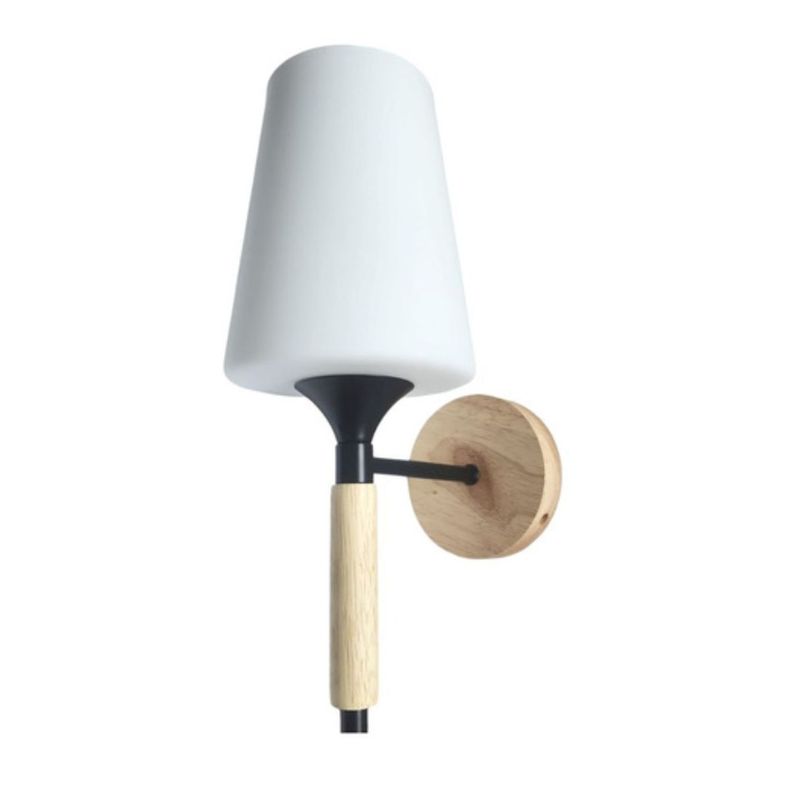 Lampara Aplique Simple Porta Ampolleta E27 Madera Decorativo-2