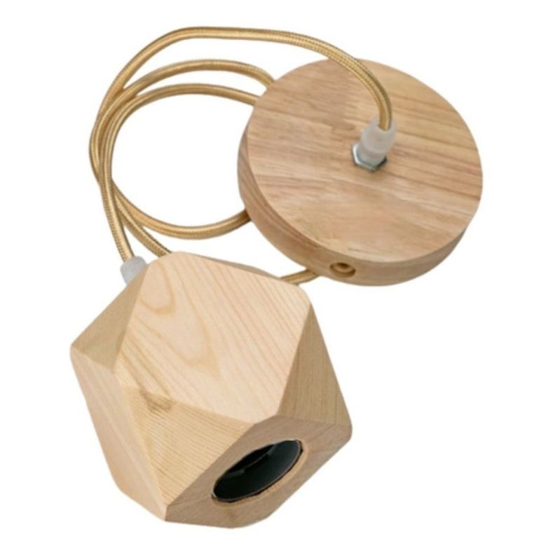 Soquete Vintage Colgante E27 Madera Lampara Retro-0