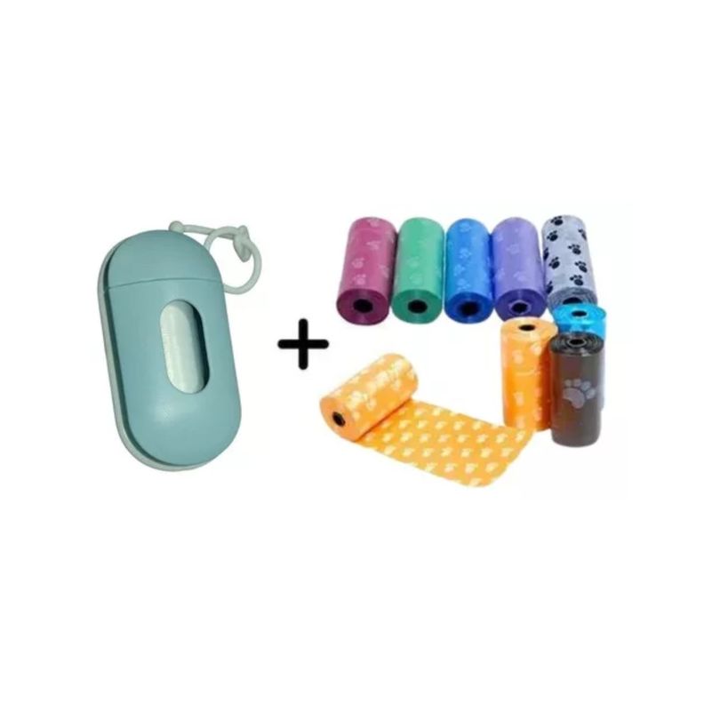 Pack 10 Rollos Bolsa Desecho Mascota + Practico Porta Bolsa-4