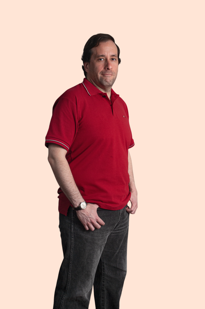 POLERA PIQUE HOMBRE DETALLES ROJO CREMA -0