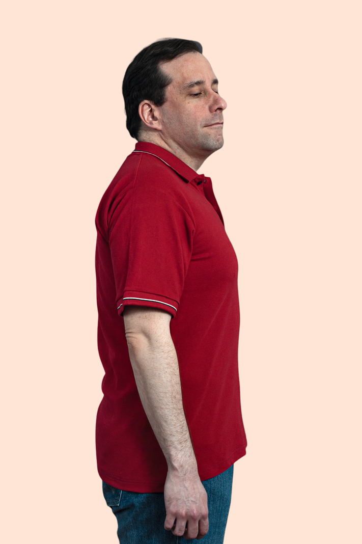 POLERA PIQUE HOMBRE DETALLES ROJO CREMA -1