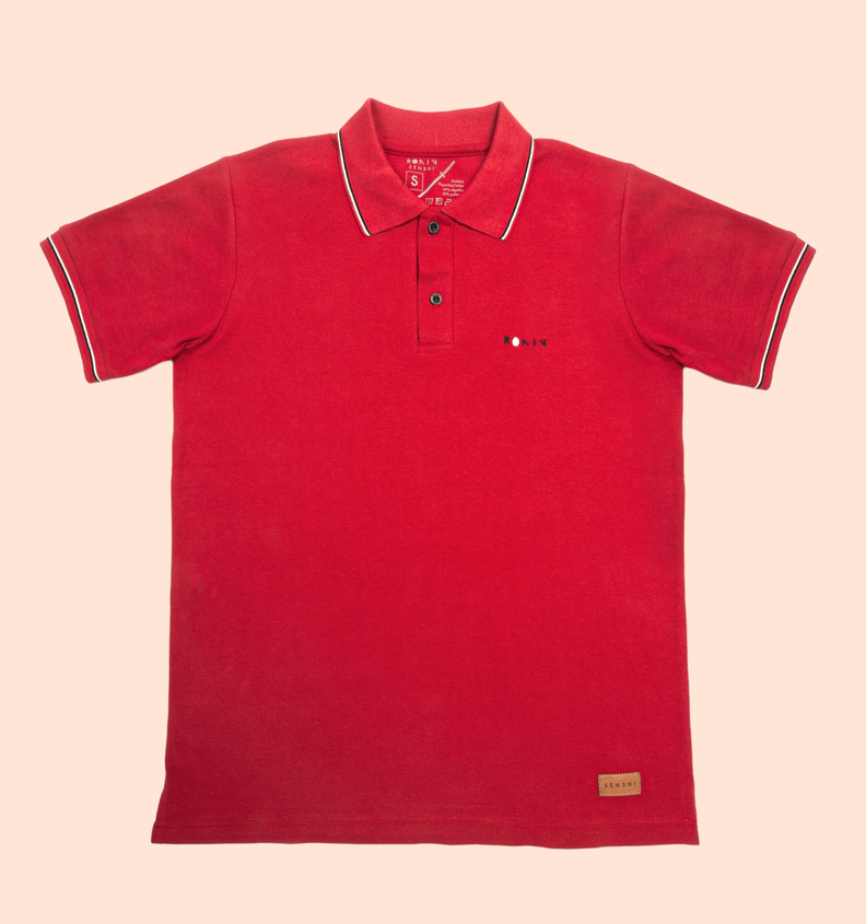 POLERA PIQUE HOMBRE DETALLES ROJO CREMA -3