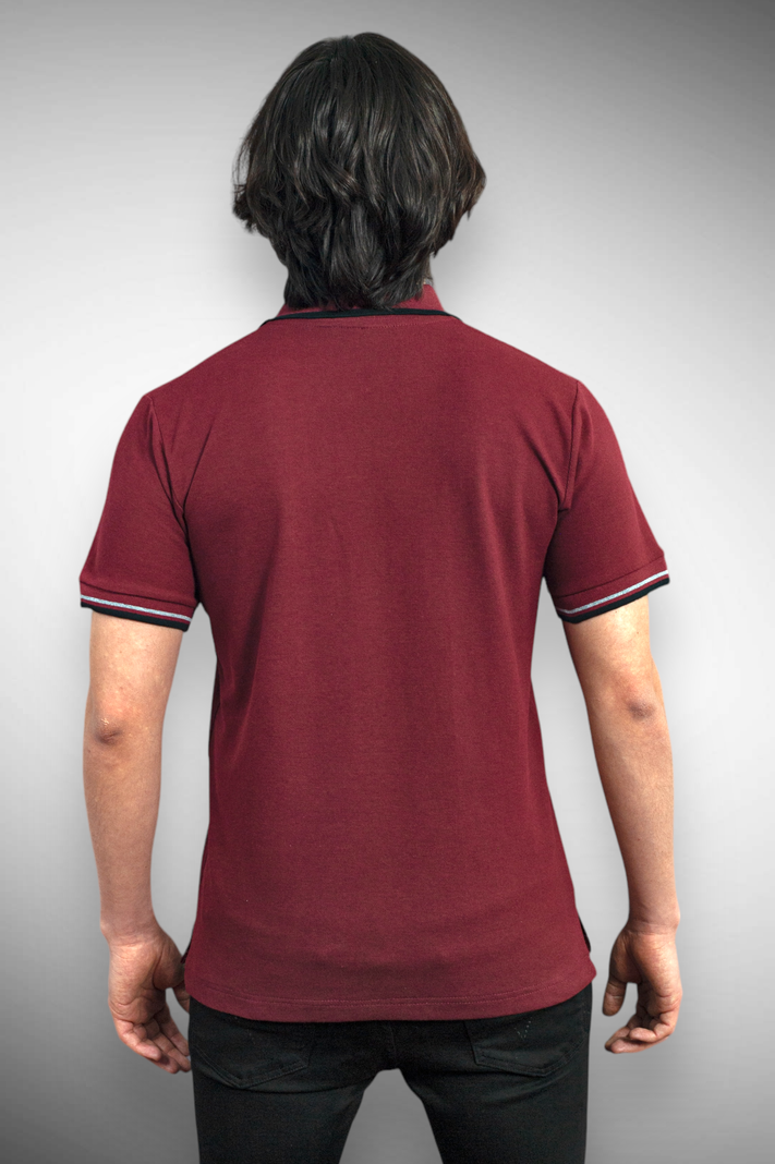 POLERA PIQUE HOMBRE, DETALLES NEGRO – GRIS-1