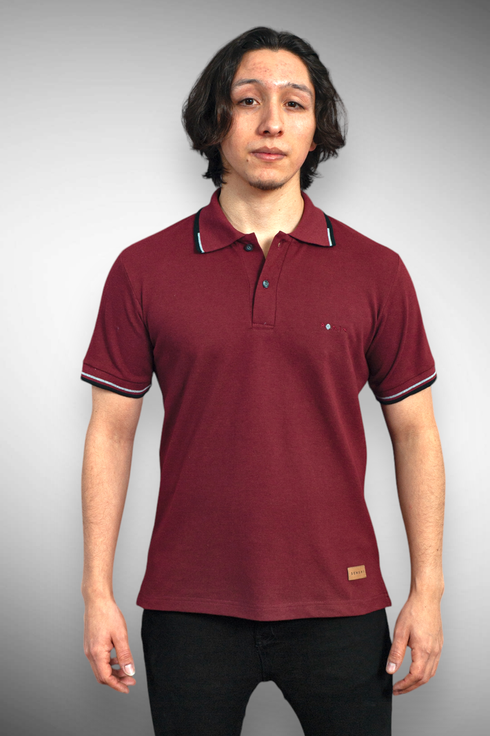 POLERA PIQUE HOMBRE, DETALLES NEGRO – GRIS-0