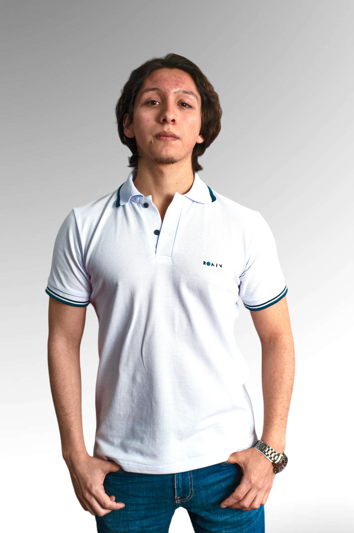 POLERA PIQUE HOMBRE DETALLES PETRÓLEO - NEGRO-1
