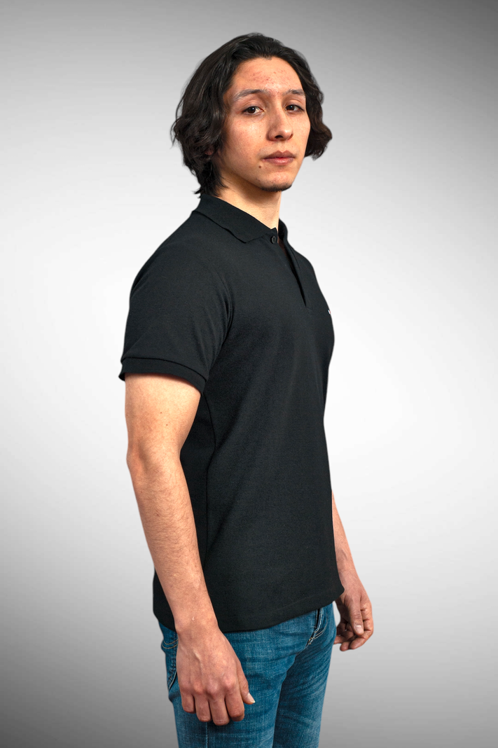 POLERA PIQUE HOMBRE LISO - NEGRO-0