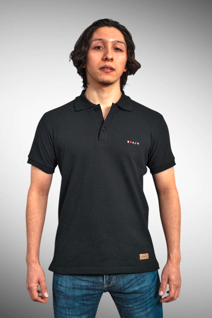 POLERA PIQUE HOMBRE LISO - NEGRO-1