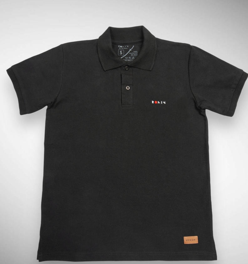 POLERA PIQUE HOMBRE LISO - NEGRO-2