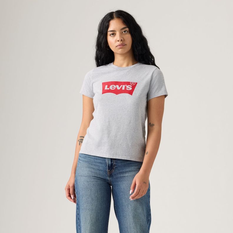 Polera Mujer Regular Fit Lisa con Logo Batwing Gris Levis 17369-1690