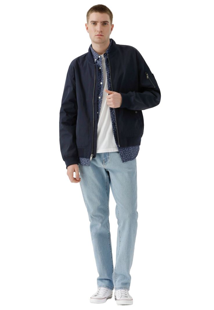 Chaqueta Hombre Bomber Regular Fit Azul-3
