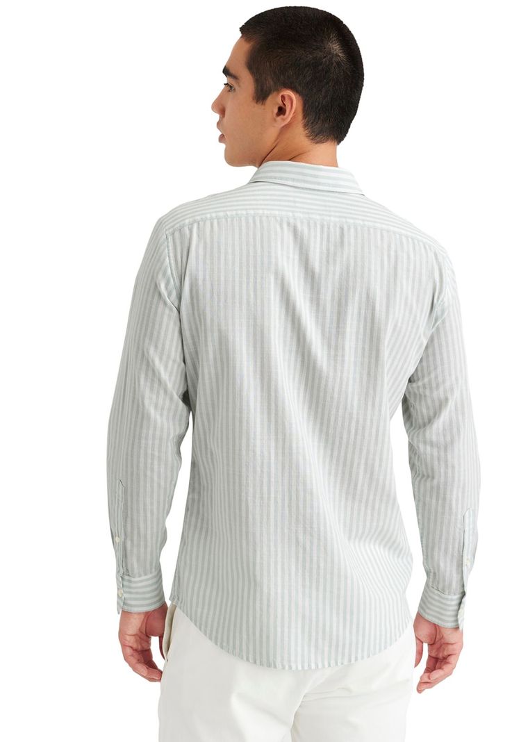 Camisa Hombre Casual Slim Fit Celeste a Rayas A4253-0052-1