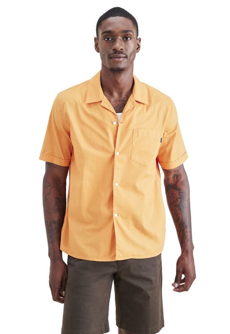 Camisa Hombre Camp Collar Regular Fit Naranja-0