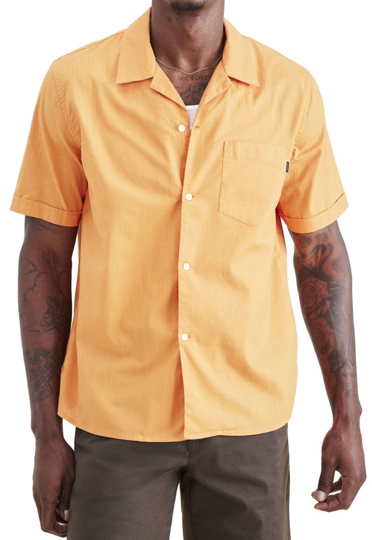Camisa Hombre Camp Collar Regular Fit Naranja-1