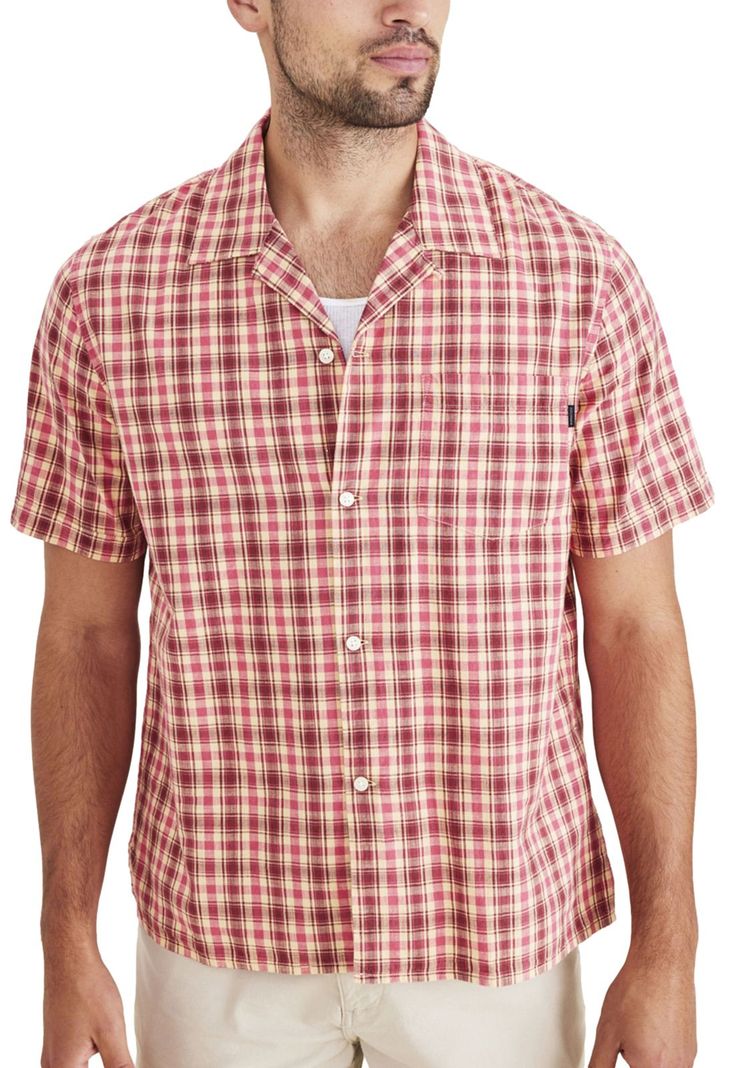 Camisa Hombre Camp Collar Regular Fit Rojo Cuadros-0