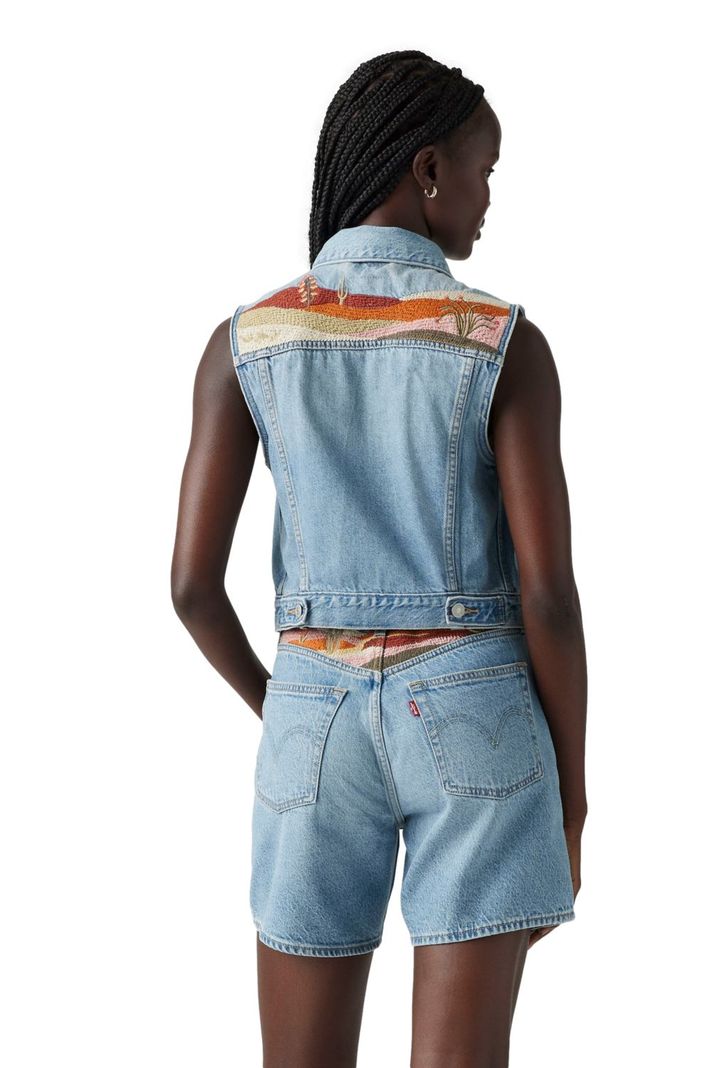 Chaqueta Mujer Embroidered Xs Vest Celeste Levis 002A7-0000-1