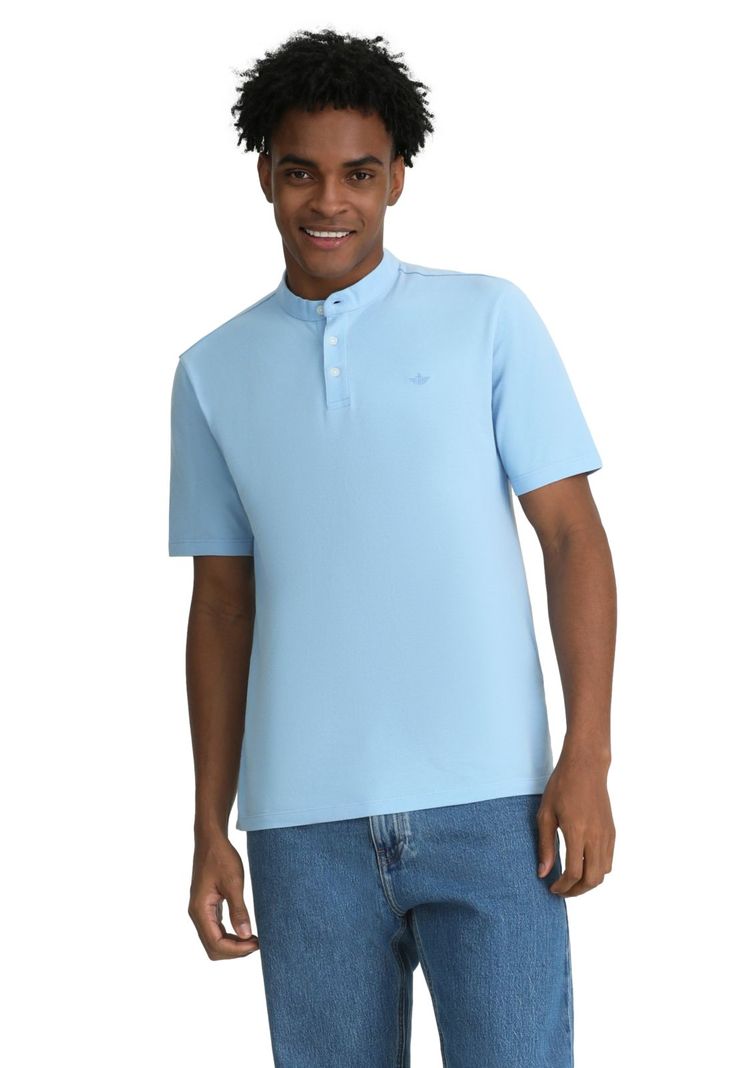Polo Hombre Stand Collar Slim Fit Celeste A6926-0007-0