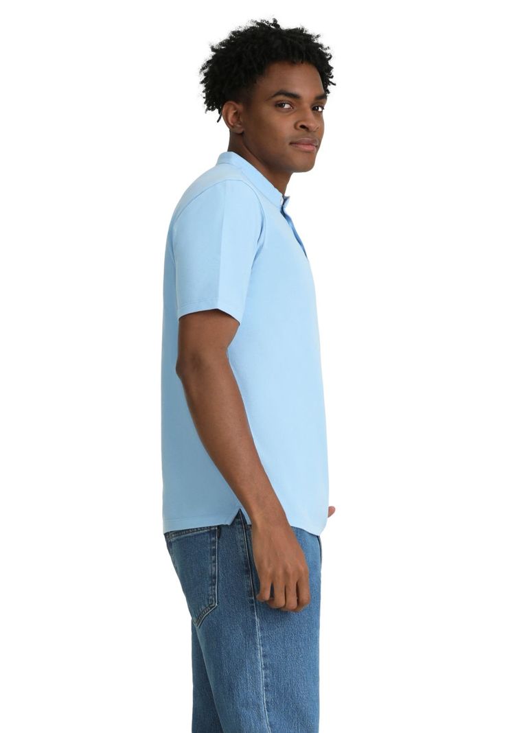 Polo Hombre Stand Collar Slim Fit Celeste A6926-0007-1
