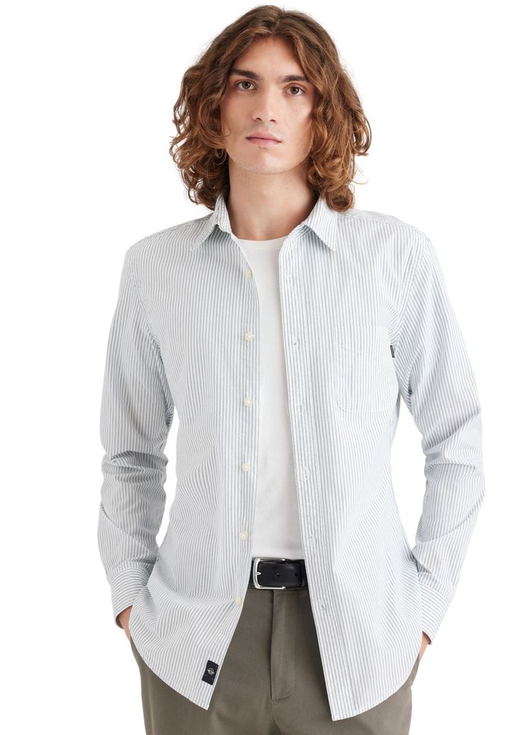 Camisa Hombre Original Button-Up Slim Fit Blanco Rayas A1114-0115-0