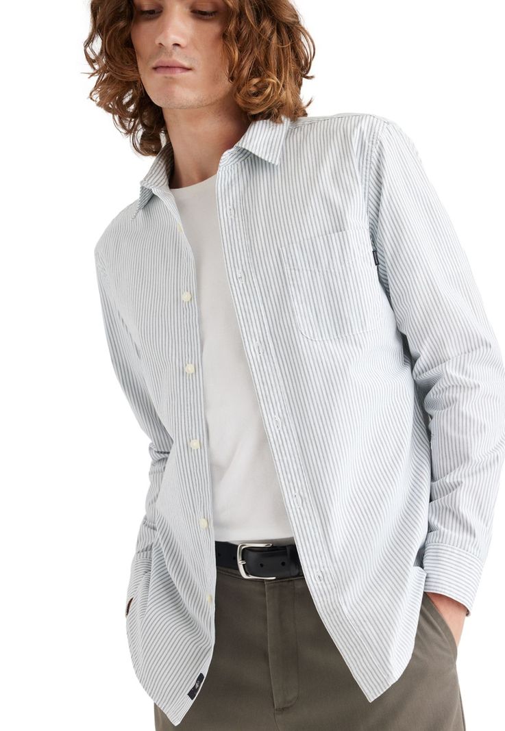 Camisa Hombre Original Button-Up Slim Fit Blanco Rayas A1114-0115-1