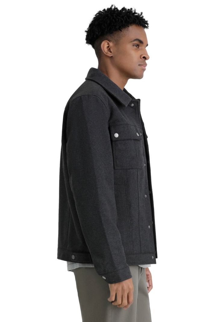 Chaqueta Hombre Wool Blend Regular Fit Gris-1