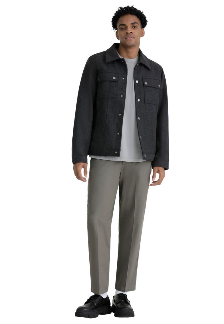 Chaqueta Hombre Wool Blend Regular Fit Gris-3