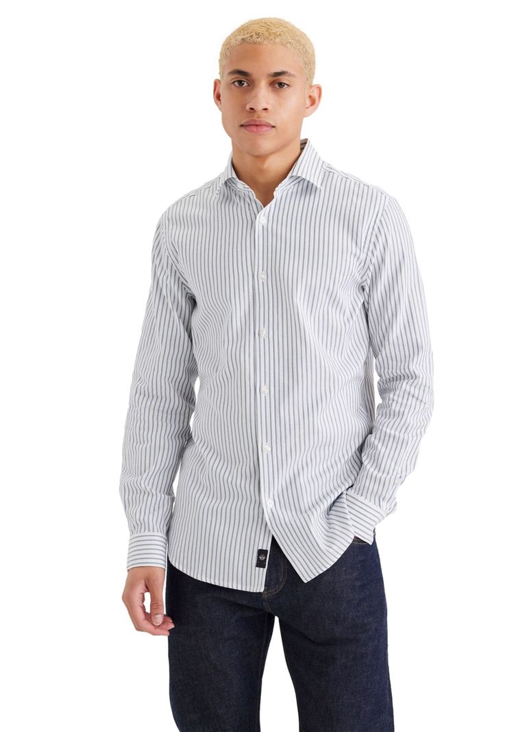 Camisa Hombre Crafted Slim Fit Blanco Rayas A4285-0015-0