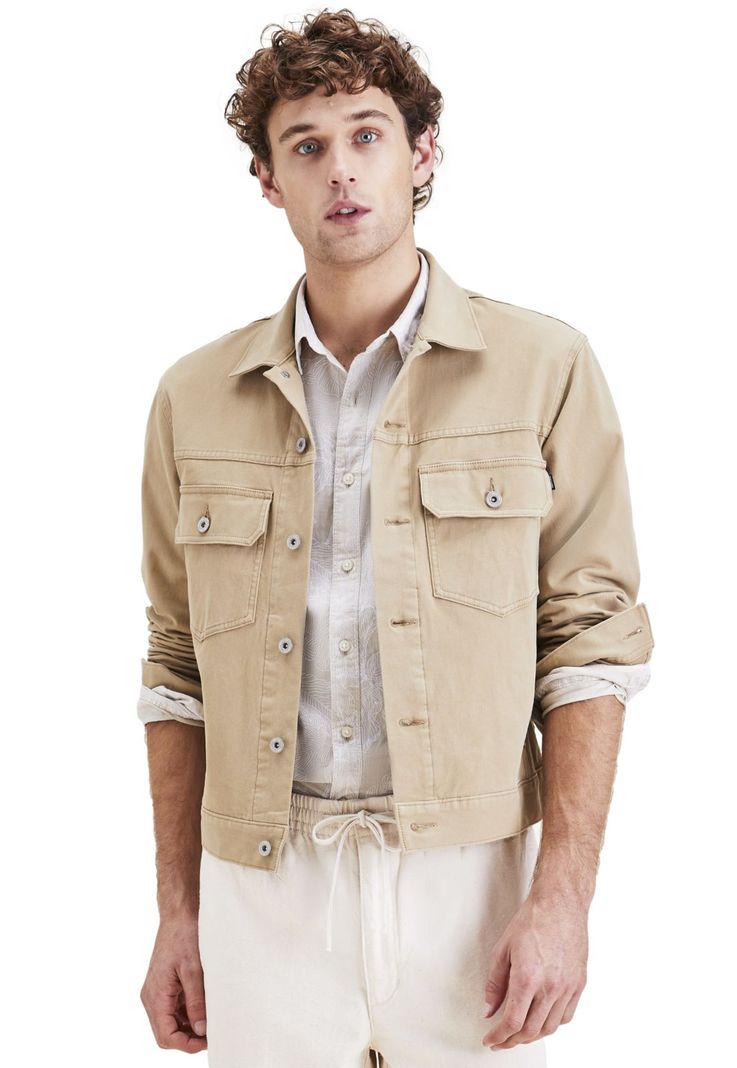 Chaqueta Hombre Trucker Regular Fit Khaki-0