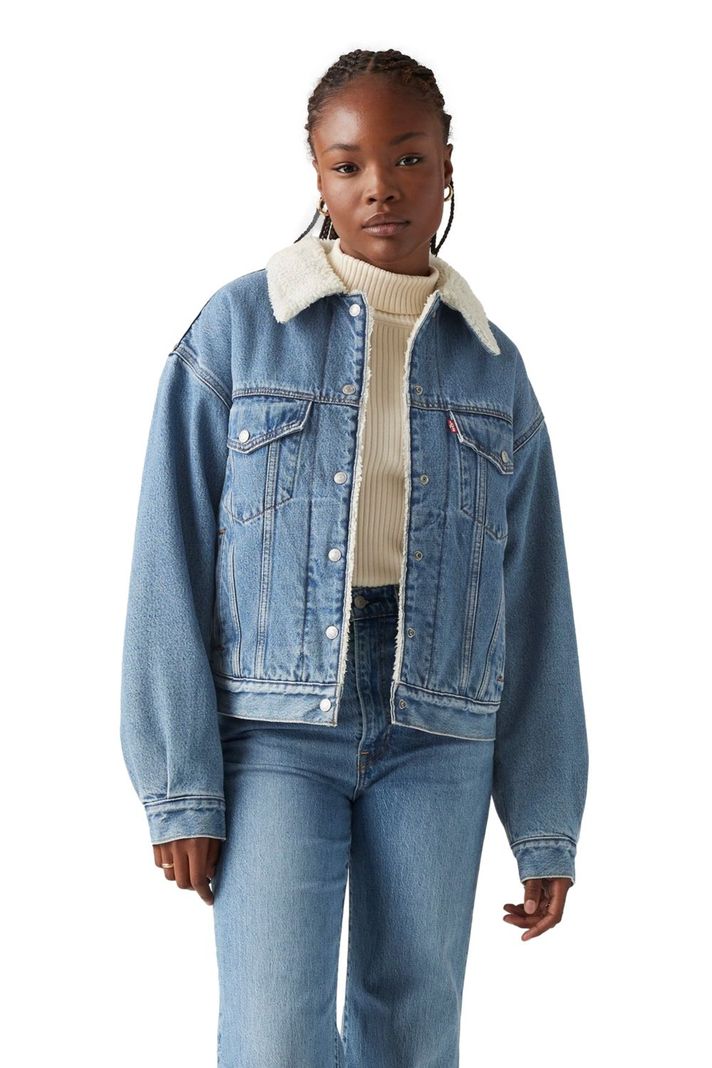Chaqueta Mujer 90s Sherpa Trucker Celeste Levis A4435-0011-0