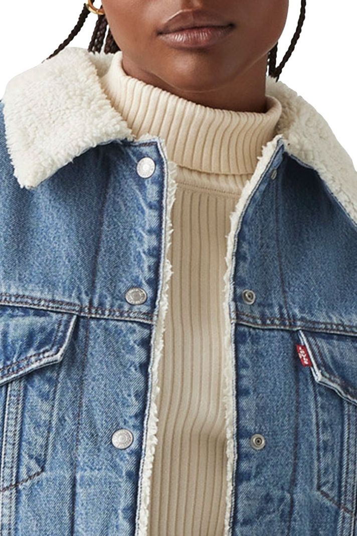Chaqueta Mujer 90s Sherpa Trucker Celeste Levis A4435-0011-2