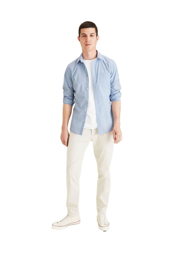 Camisa Hombre Original Button Up Slim Fit Azul-2