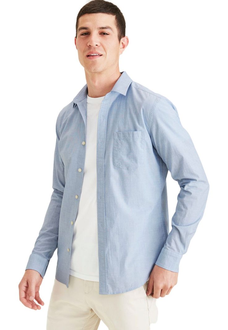 Camisa Hombre Original Button Up Slim Fit Azul-0
