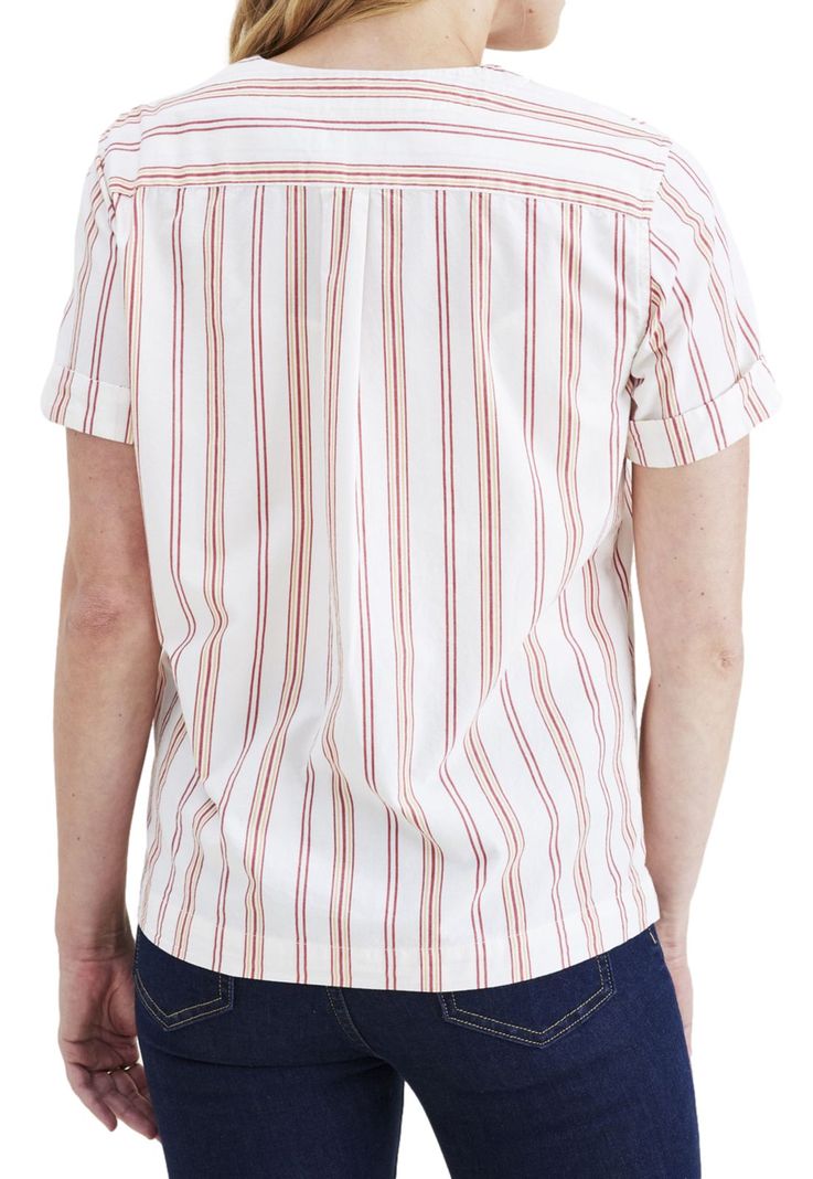 Blusa Mujer V Neck Button Up Regular Fit Roja Rayada A4269-0007-2