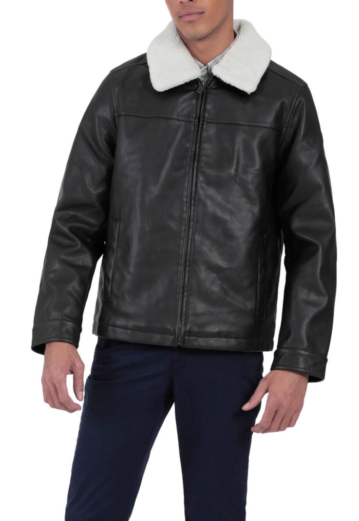 Chaqueta Hombre Faux Leather Regular Fit Café-0