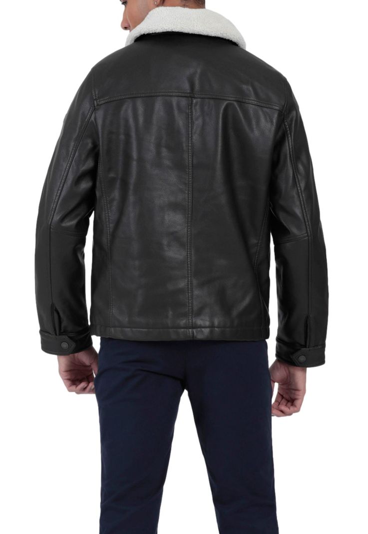 Chaqueta Hombre Faux Leather Regular Fit Café-2