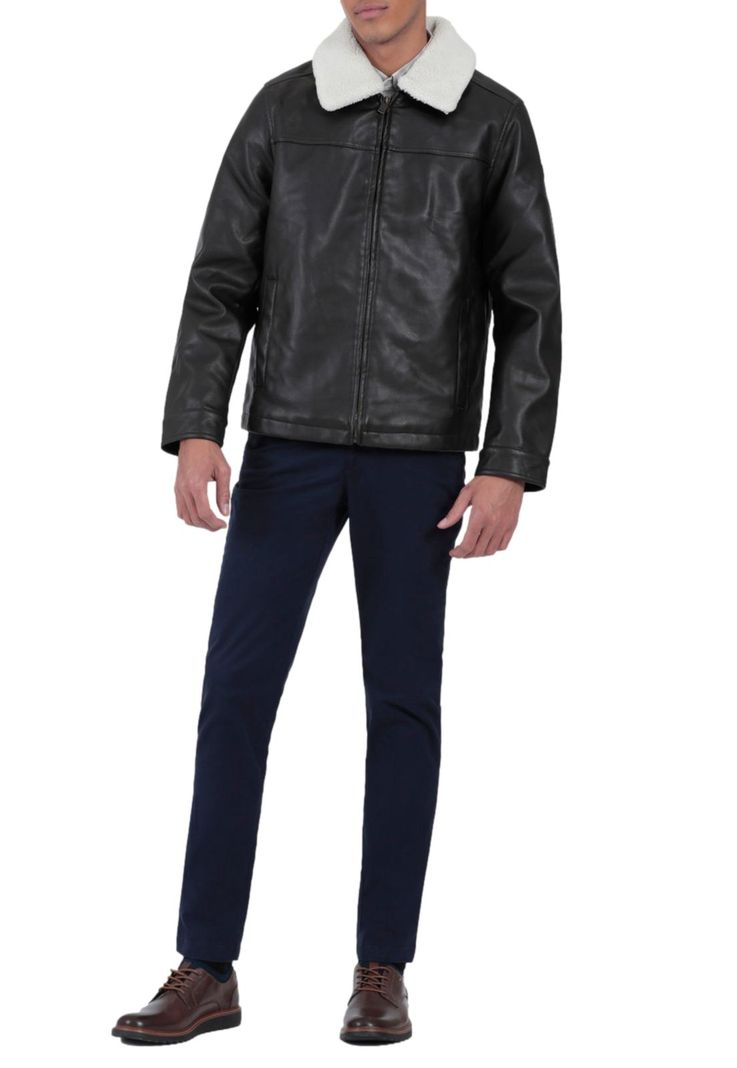 Chaqueta Hombre Faux Leather Regular Fit Café-3