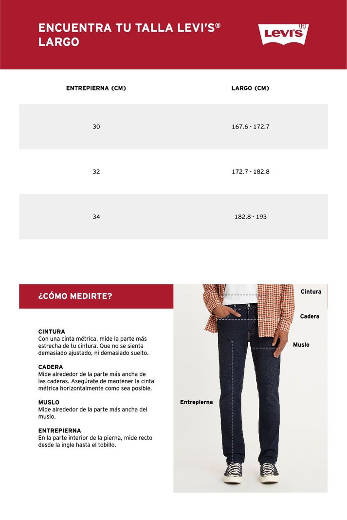 Tallas Levis Hombre Largo 34 Pantalon Equivalencia Tallas Levis