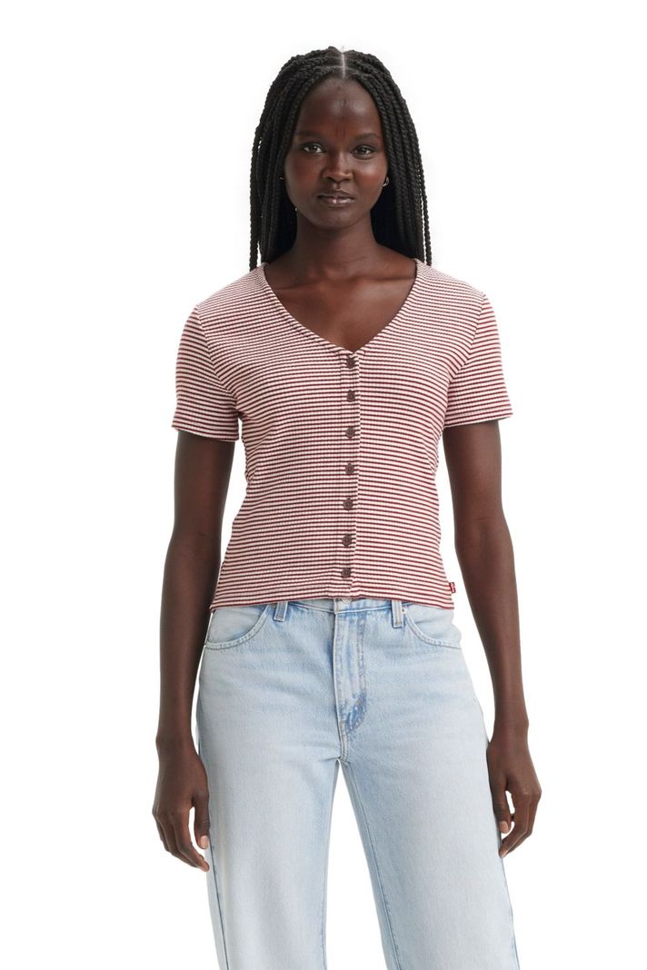 Polera Mujer Botones Cuello V Rosado Levis A8782-0005-0