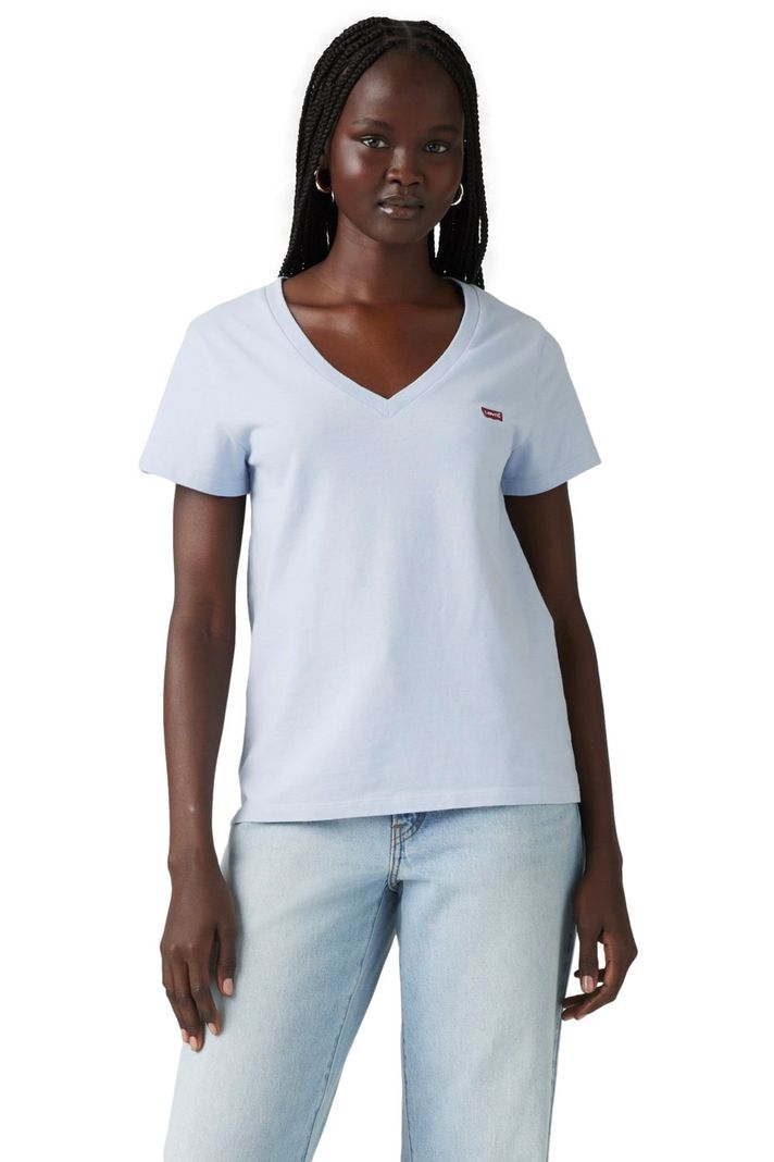 Polera Mujer Perfect Vneck Celeste Levis 85341-0102-0