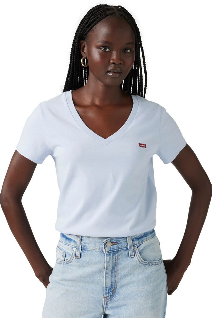 Polera Mujer Perfect Vneck Celeste Levis 85341-0102-2