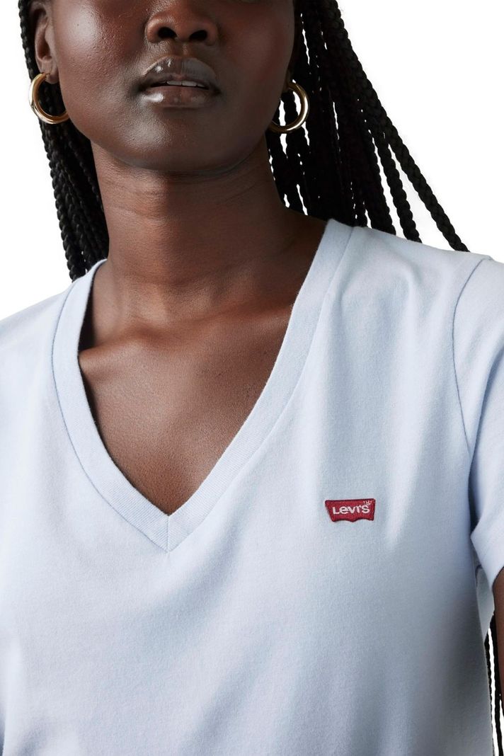 Polera Mujer Perfect Vneck Celeste Levis 85341-0102-3